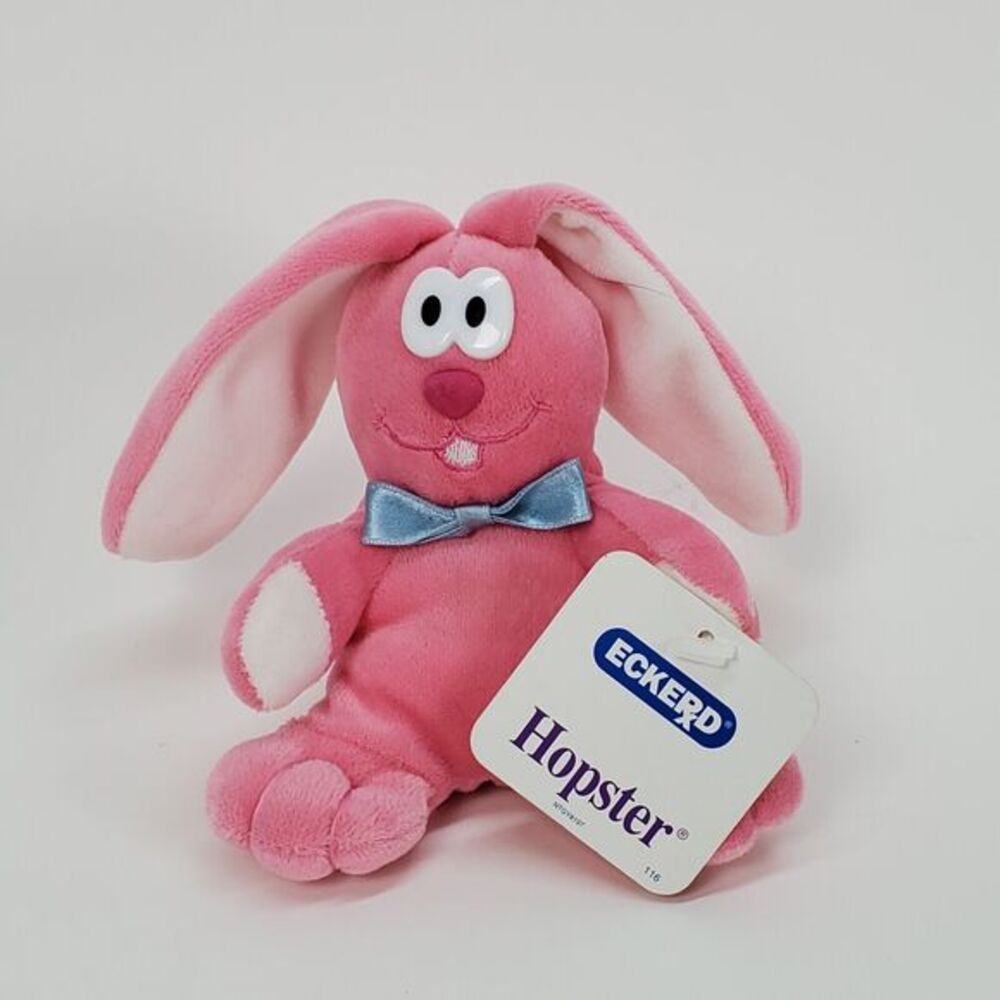 Eckerd Spring Beans Hopster Pink Bunny Plush Easter Rabbit Blue Bow Tie Vintage